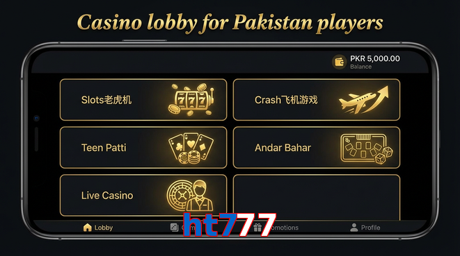 Lobby view of Ht777 for Pakistan users